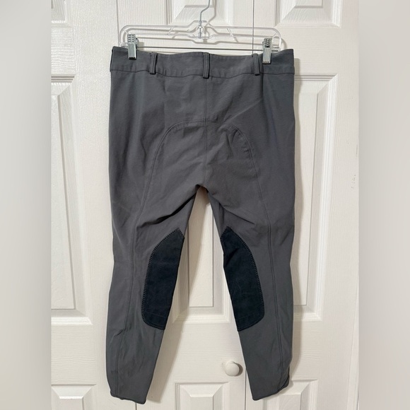 Women’s Equine Cropped Gray Knee Patch Riding Breech Pants Velcro Legs size 30 - Picture 8 of 12